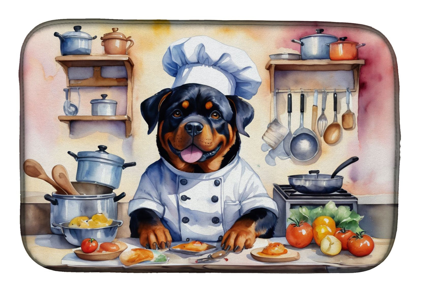 Rottweiler The Chef Dish Drying Mat Absorbent Dish Drying Mat Pad for Kitchen Counter Dish Drainer Mat for Countertop, 14 x 21", Multicolor
