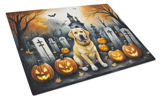 NEW Yellow Labrador Retriever Spooky Halloween Glass Cutting Board Decorative Tempered Glass Kitchen Cutting and Serving Board Large Size Chopping Board