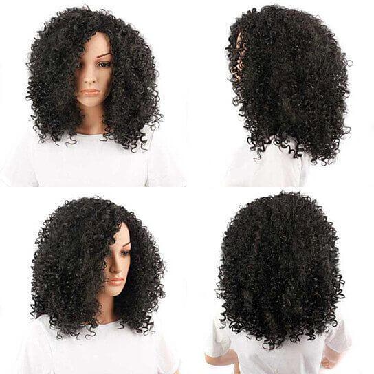Women Fashion African Black Short Curly Wavy Hair Heat Resistant Wig Hairpiece - Clothes For Her Online Store