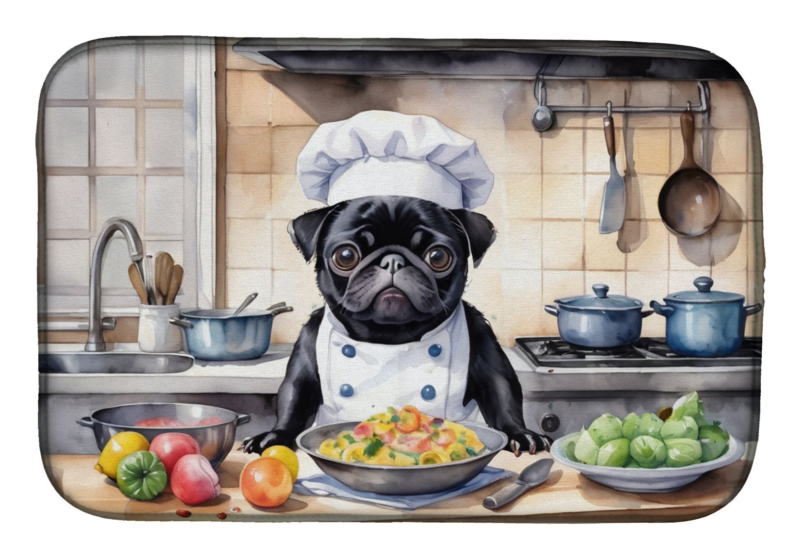 Pug The Chef Dish Drying Mat Absorbent Dish Drying Mat Pad for Kitchen Counter Dish Drainer Mat for Countertop, 14 x 21", Multicolor