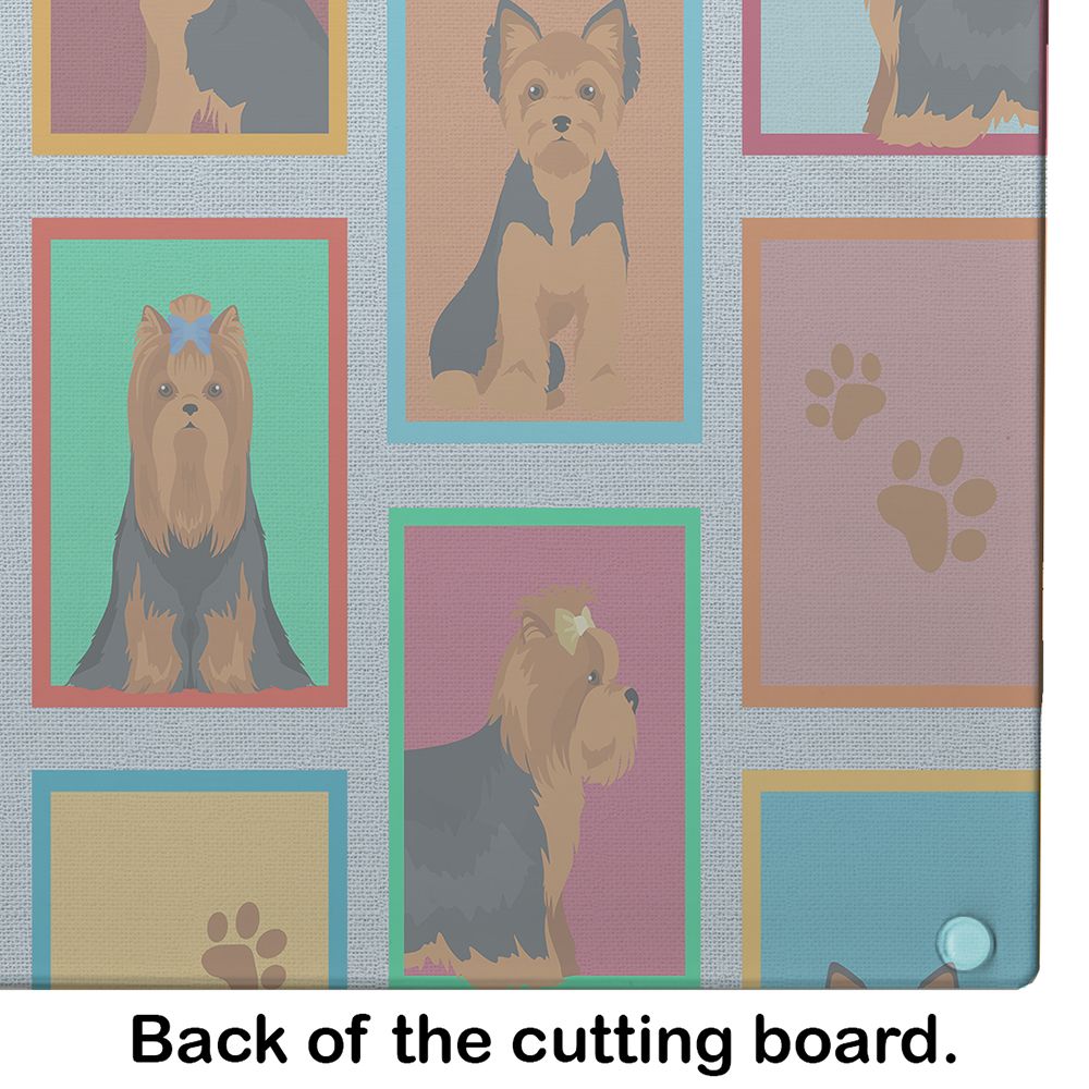 NEW Lots of Black and Tan Yorkie Glass Cutting Board Decorative Tempered Glass Kitchen Cutting and Serving Board Large Size Chopping Board
