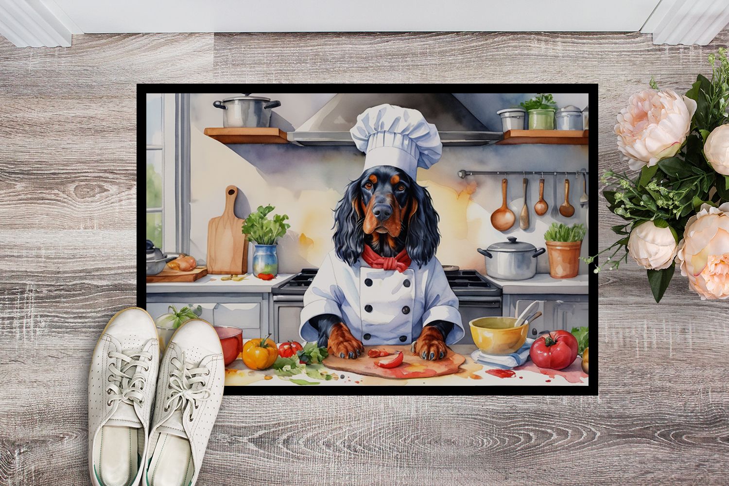 Gordon Setter The Chef Doormat Front Door Mat Indoor Outdoor Rugs for Entryway, Non Slip Washable Low Pile, 24H X 36W