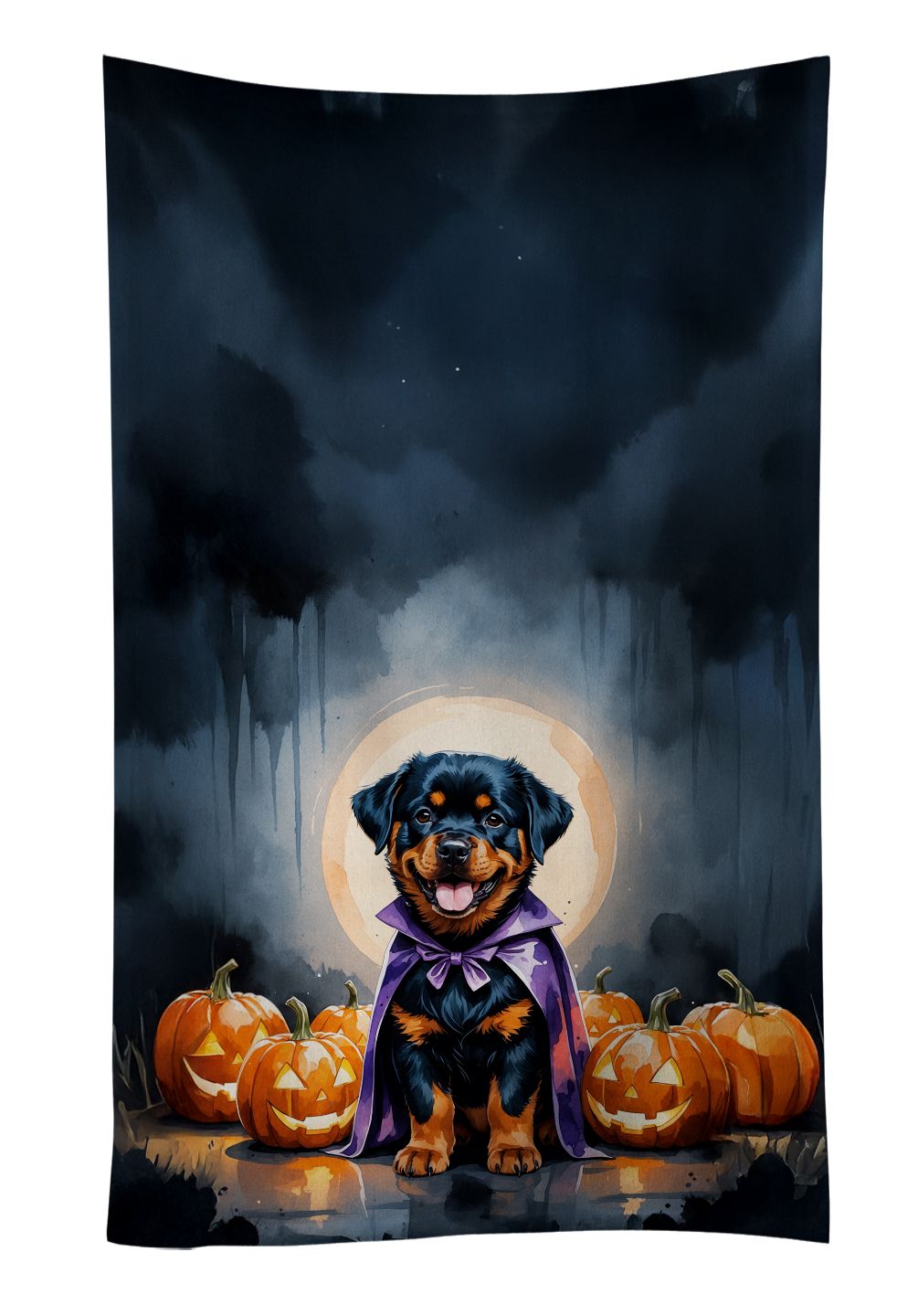 Rottweiler Puppy Halloween Kitchen Towel Dish Cloths Guest Hand Towel Decorative Bathroom Towel for Face,Tea, Dishcloth, Kitchen and Bath