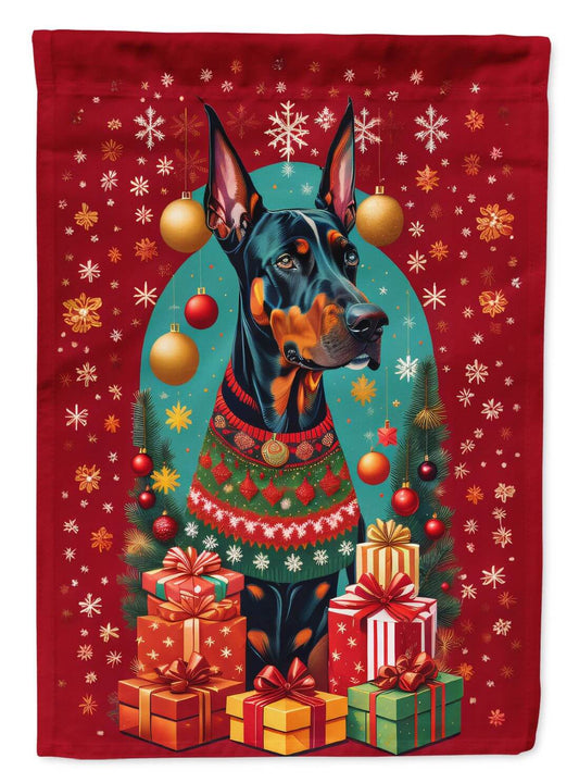 Doberman Pinscher Holiday Christmas Garden Flag Mailbox Flag Decorative Yard Flag Banner Outside Patio Artwork Yard Flower Beds, Garden Size, Multicolor