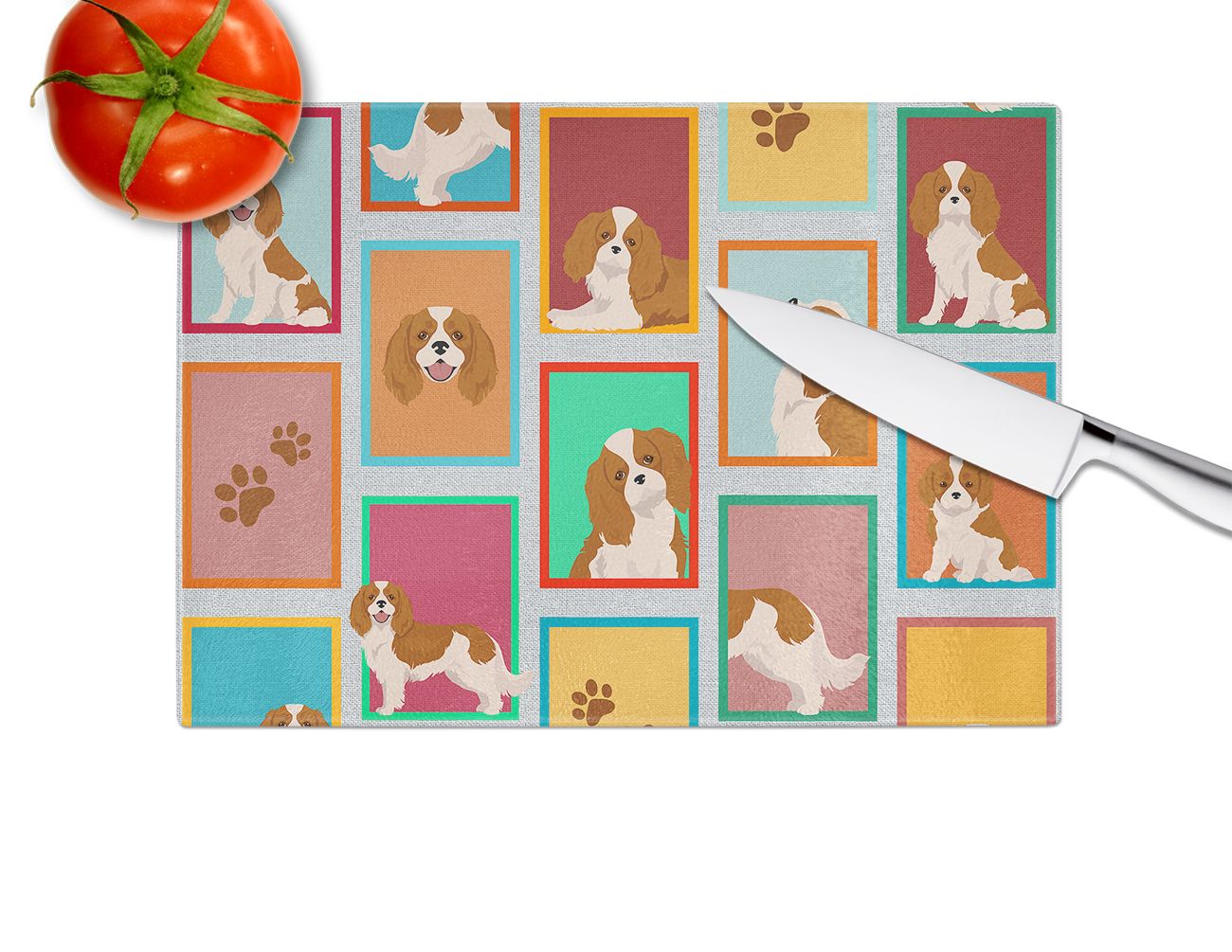 NEW Lots of Blenheim Cavalier Spaniel Glass Cutting Board Decorative Tempered Glass Kitchen Cutting and Serving Board Large Size Chopping Board