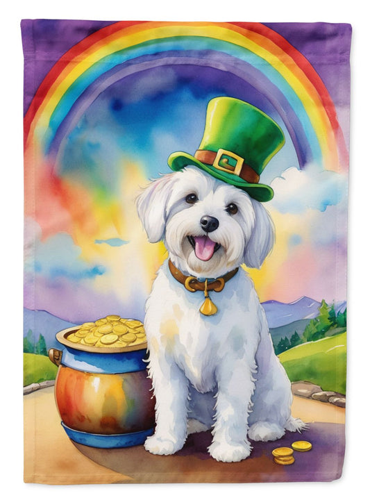 Coton de Tulear St Patrick's Day House Flag Large Porch Sleeve Pole Decorative Outside Yard Banner Artwork Wall Hanging, Polyester, House Size, Multicolor