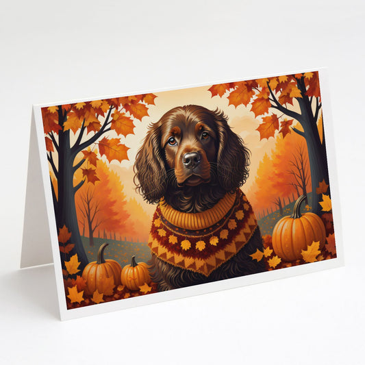 Boykin Spaniel Fall Greeting Cards Pack of 8 Blank Cards with Envelopes Whimsical A7 Size 5x7 Blank Note Cards