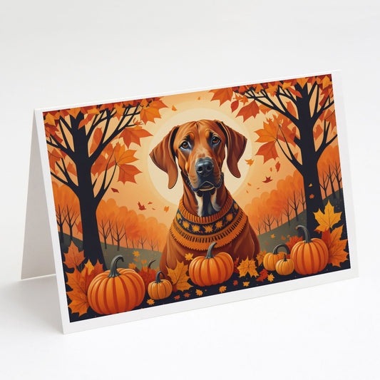 Rhodesian Ridgeback Fall Greeting Cards Pack of 8 Blank Cards with Envelopes Whimsical A7 Size 5x7 Blank Note Cards