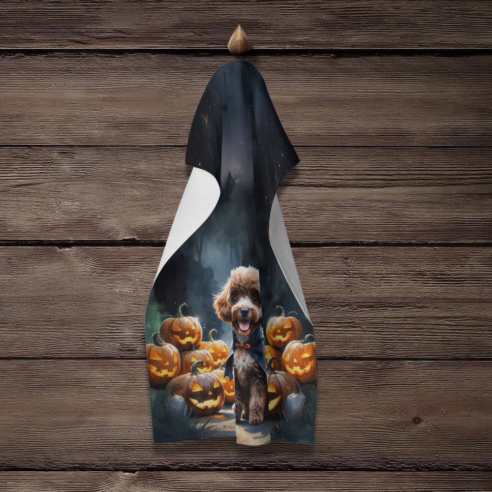 Chocolate Poodle Puppy Halloween Kitchen Towel Dish Cloths Guest Hand Towel Decorative Bathroom Towel for Face,Tea, Dishcloth, Kitchen and Bath