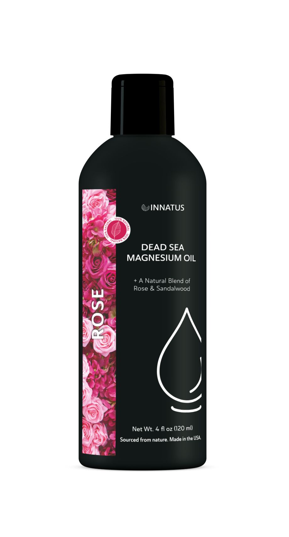 Natural Dead Sea Magnesium Oil with a Whiff of Rose & Sandalwood – 4oz Topical Oil for Relaxation & Muscle Relief – Promotes Skin Hydration & Replenishes Magnesium Levels "