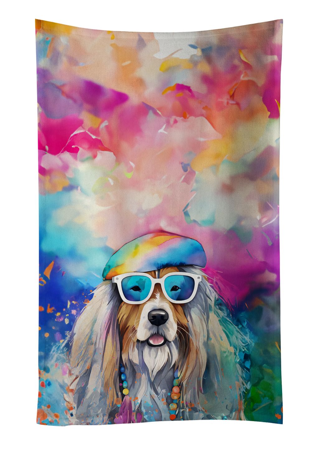 Bearded Collie Hippie Dawg Kitchen Towel Dish Cloths Guest Hand Towel Decorative Bathroom Towel for Face,Tea, Dishcloth, Kitchen and Bath