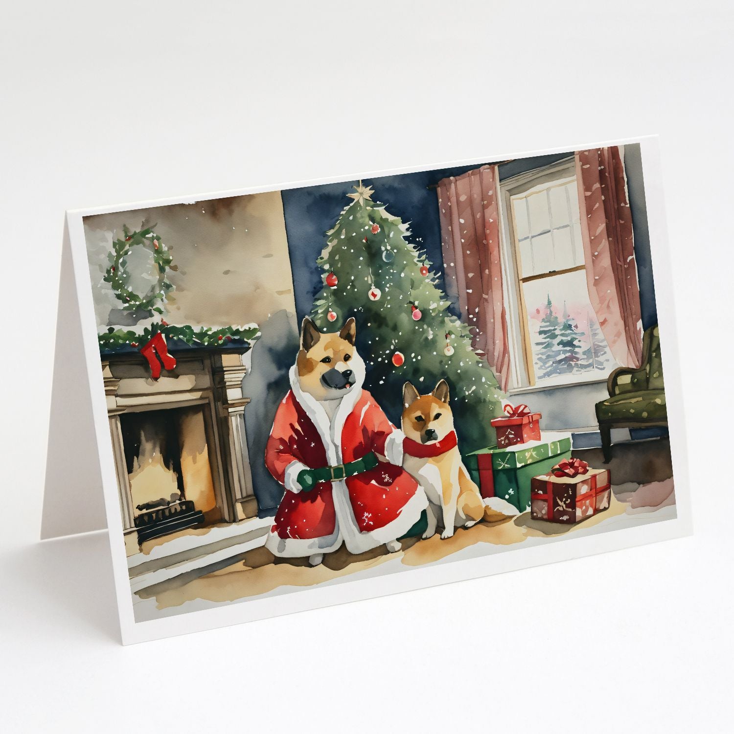 Akita Christmas Greeting Cards Pack of 8 Blank Cards with Envelopes Whimsical A7 Size 5x7 Blank Note Cards