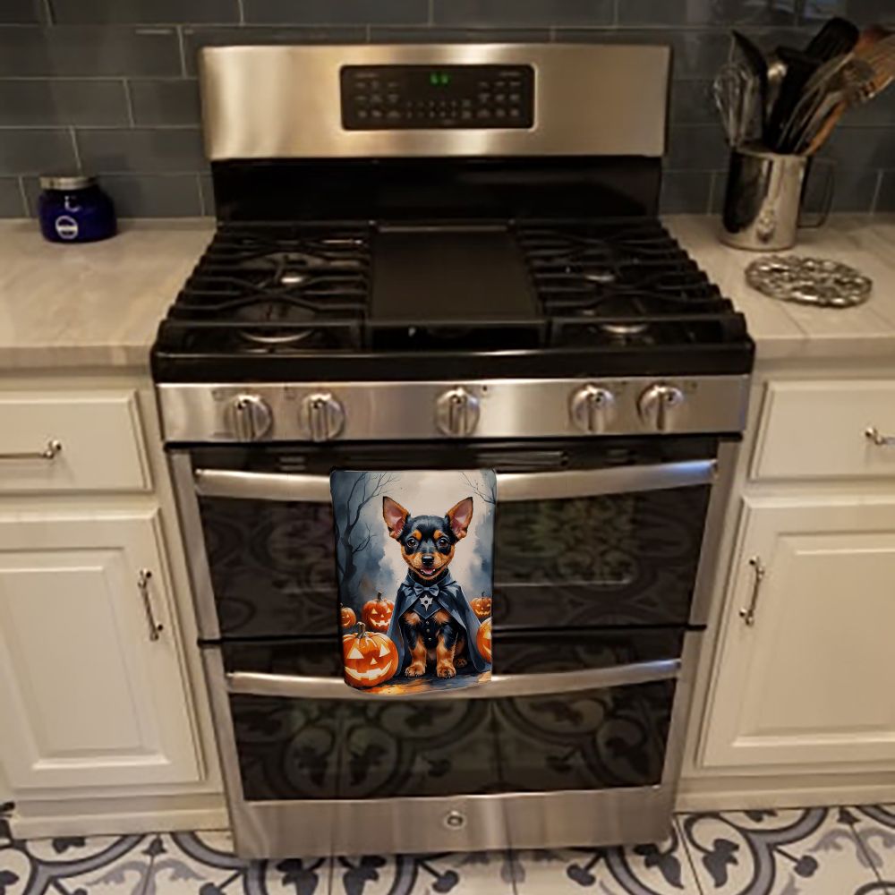 Miniature Pinscher Puppy Halloween Kitchen Towel Dish Cloths Guest Hand Towel Decorative Bathroom Towel for Face,Tea, Dishcloth, Kitchen and Bath