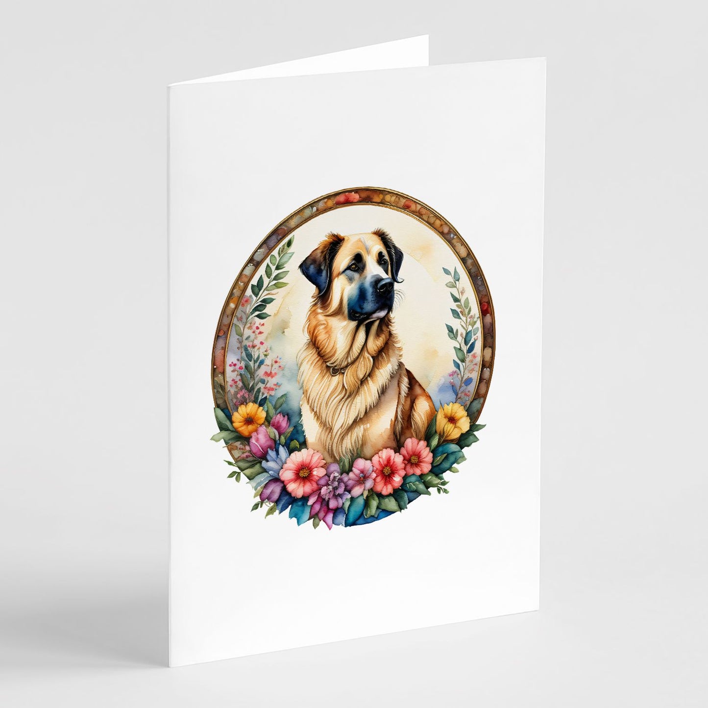 Anatolian Shepherd Dog and Flowers Greeting Cards Pack of 8 Blank Cards with Envelopes Whimsical A7 Size 5x7 Blank Note Cards