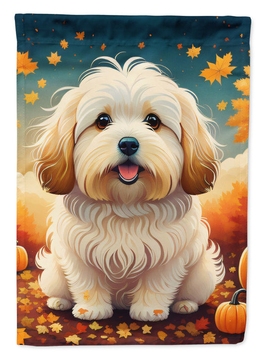 Coton De Tulear Fall House Flag Large Porch Sleeve Pole Decorative Outside Yard Banner Artwork Wall Hanging, Polyester, House Size, Multicolor