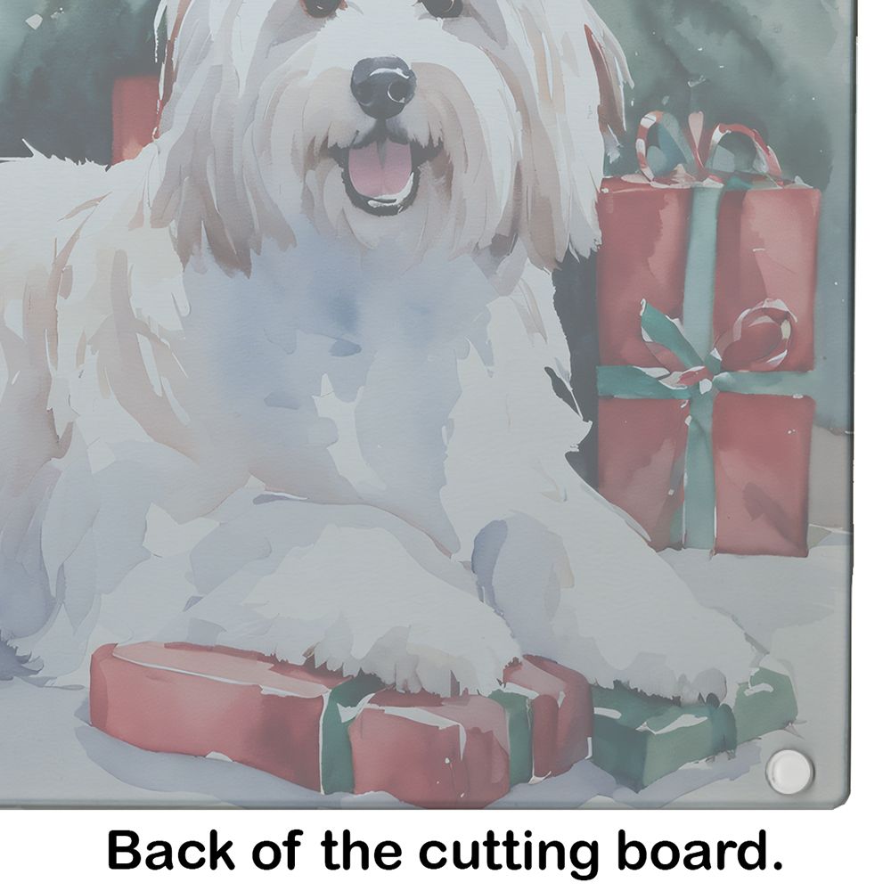 NEW Coton De Tulear Cozy Christmas Glass Cutting Board Decorative Tempered Glass Kitchen Cutting and Serving Board Large Size Chopping Board