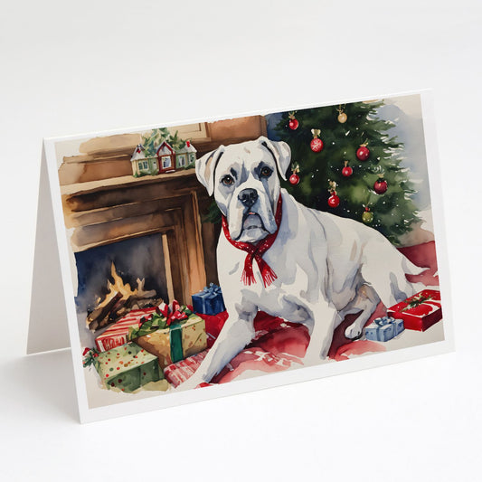 White Boxer Christmas Greeting Cards Pack of 8 Blank Cards with Envelopes Whimsical A7 Size 5x7 Blank Note Cards