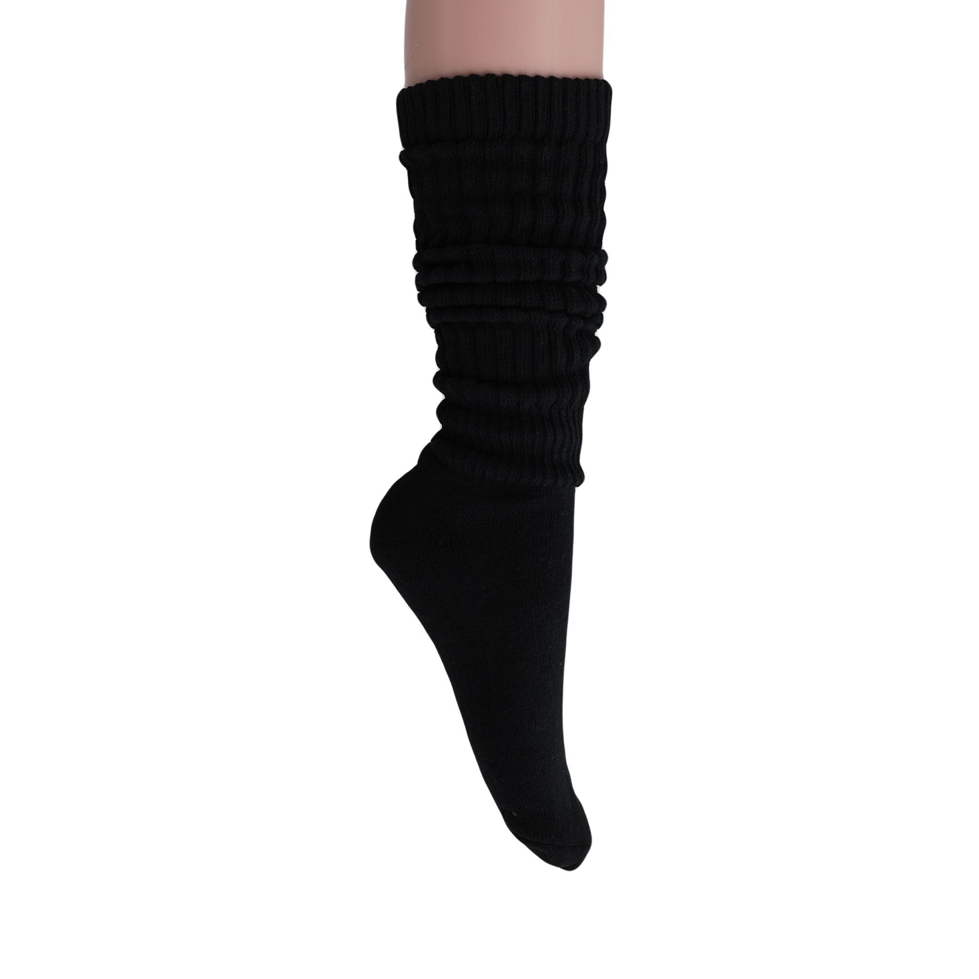 Women's Extra Long Slouch Scrunch Socks Knee High, Cotton Blend, Pack of 2, Fits Shoe Sizes 5-10, 80s Style, 28 Colors