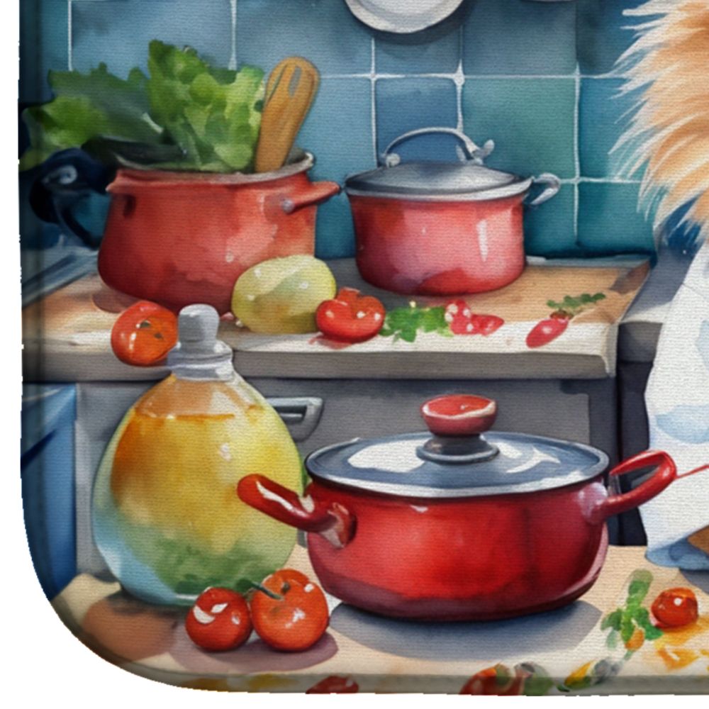 Pomeranian The Chef Dish Drying Mat Absorbent Dish Drying Mat Pad for Kitchen Counter Dish Drainer Mat for Countertop, 14 x 21", Multicolor
