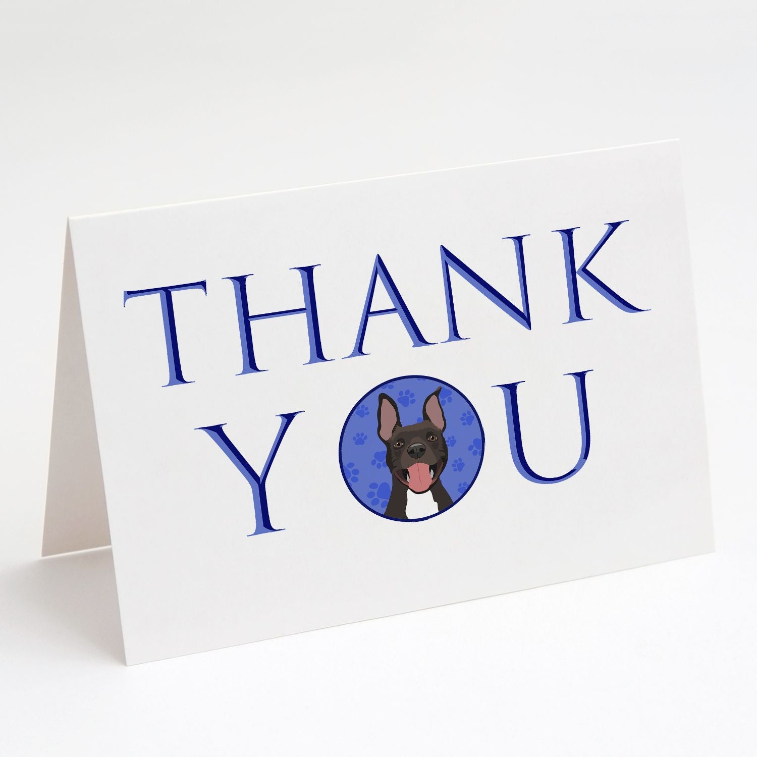 Pit Bull Black #4 Thank You Greeting Cards Pack of 8 Blank Cards with Envelopes Whimsical A7 Size 5x7 Blank Note Cards