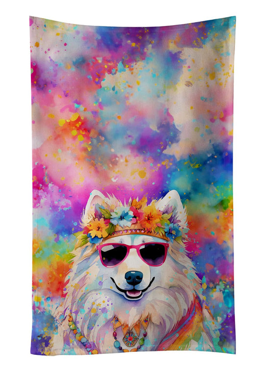 Samoyed Hippie Dawg Kitchen Towel Dish Cloths Guest Hand Towel Decorative Bathroom Towel for Face,Tea, Dishcloth, Kitchen and Bath