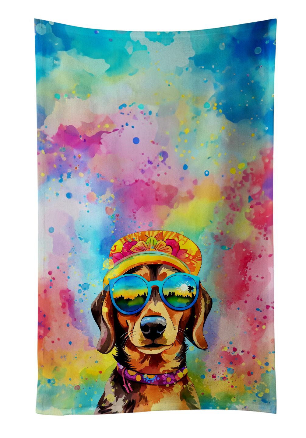 Dachshund Hippie Dawg Kitchen Towel Dish Cloths Guest Hand Towel Decorative Bathroom Towel for Face,Tea, Dishcloth, Kitchen and Bath