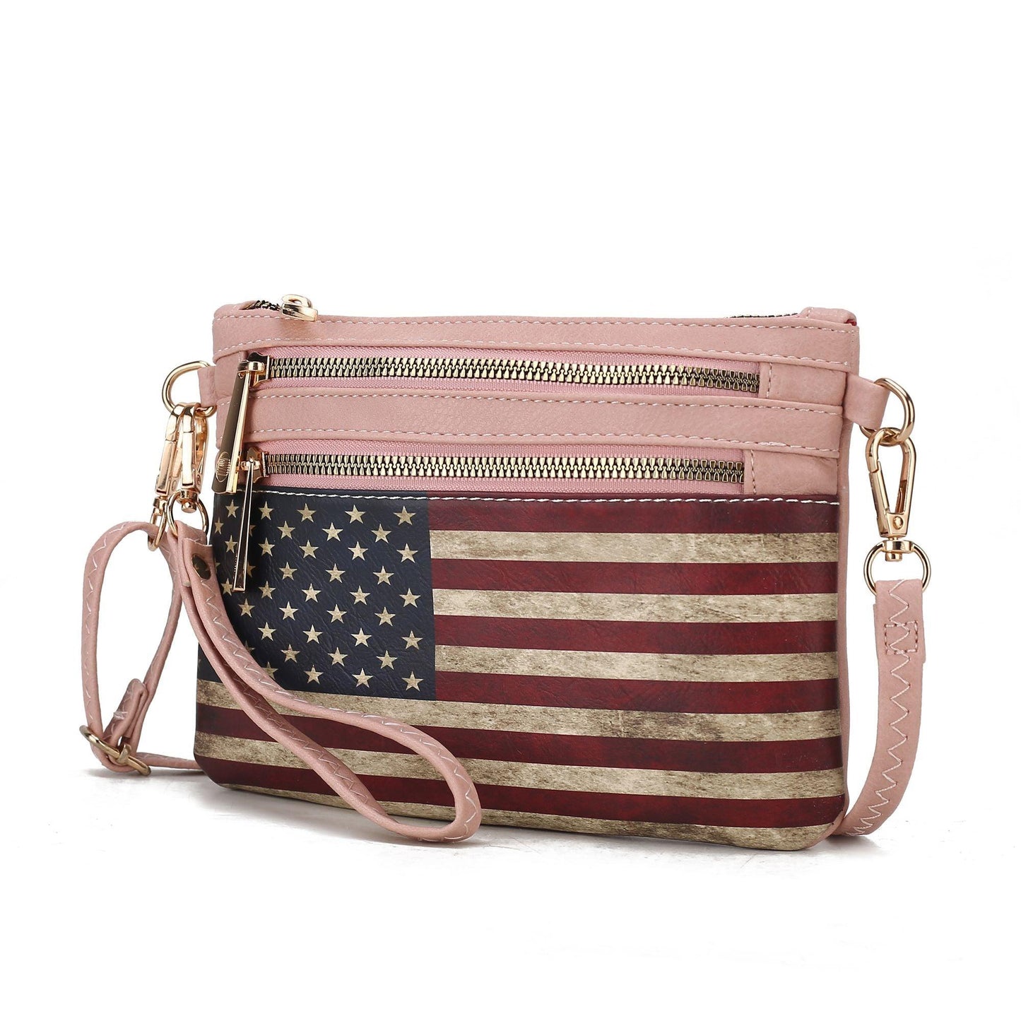 MKF Collection Alisson Vegan Leather Women FLAG Crossbody-Wristlet Bag by Mia K