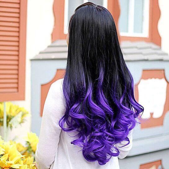 Women Big Wave Long Curly Wavy Gradient Color Ombre Three-forth Full Hair Wig - Clothes For Her Online Store