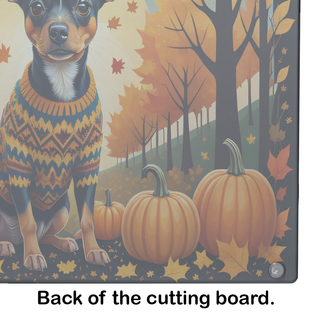 NEW Miniature Pinscher Fall Glass Cutting Board Decorative Tempered Glass Kitchen Cutting and Serving Board Large Size Chopping Board