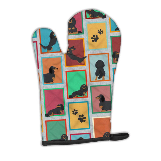 Lots of Longhaired Black Tan Dachshund Oven Mitt Heat Resistant Thick Oven Mitt for Hot Pans and Oven, Kitchen Mitt Protect Hands, Cooking Baking Glove
