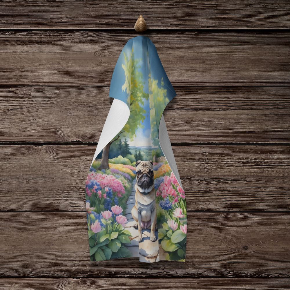 Pug Spring Path Kitchen Towel Dish Cloths Guest Hand Towel Decorative Bathroom Towel for Face,Tea, Dishcloth, Kitchen and Bath