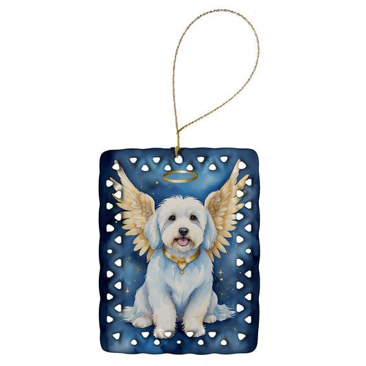 Coton de Tulear My Angel Porcelain Ornament Christmas Tree Hanging Decorations for Home Christmas Holiday, Rectangle, Gift, Multicolor