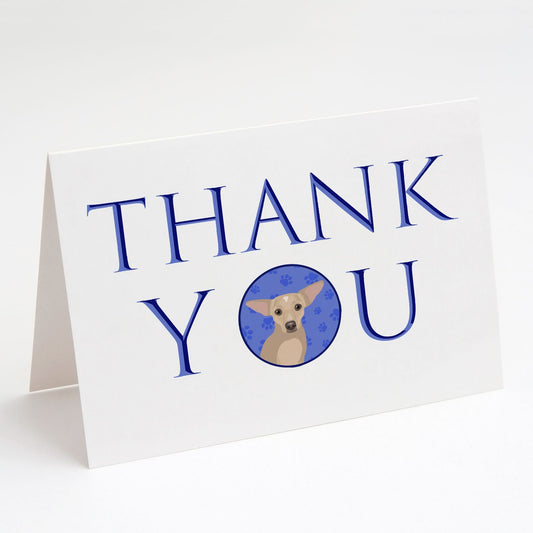 Chihuahua Silver Thank You Greeting Cards Pack of 8 Blank Cards with Envelopes Whimsical A7 Size 5x7 Blank Note Cards