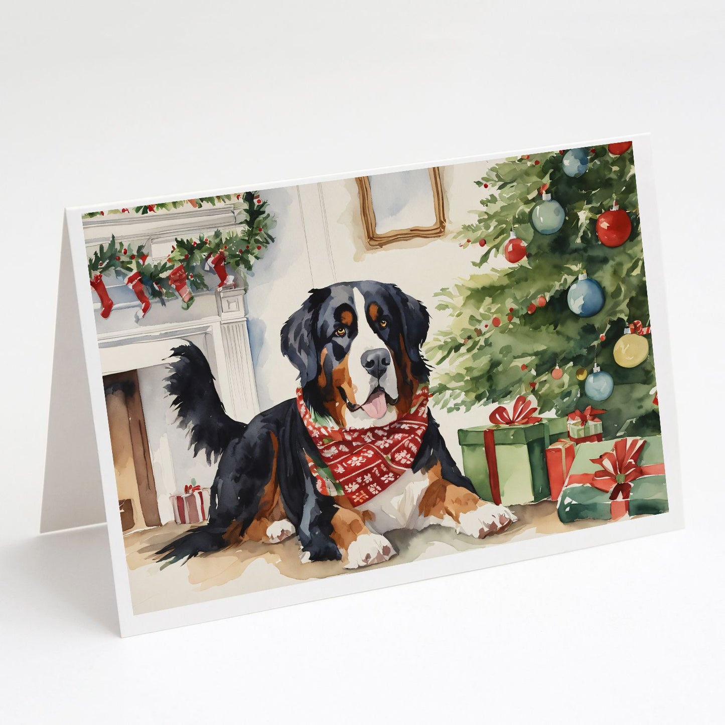 Bernese Mountain Dog Christmas Greeting Cards Pack of 8 Blank Cards with Envelopes Whimsical A7 Size 5x7 Blank Note Cards