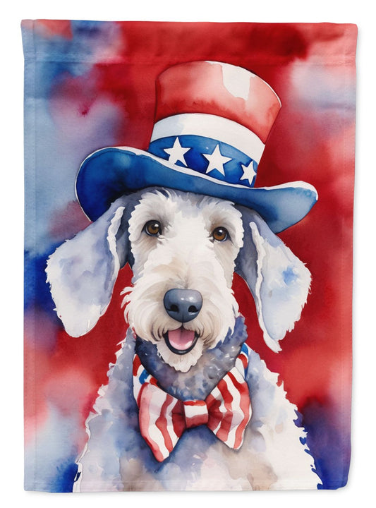 Bedlington Terrier Patriotic American House Flag Large Porch Sleeve Pole Decorative Outside Yard Banner Artwork Wall Hanging, Polyester, House Size, Multicolor