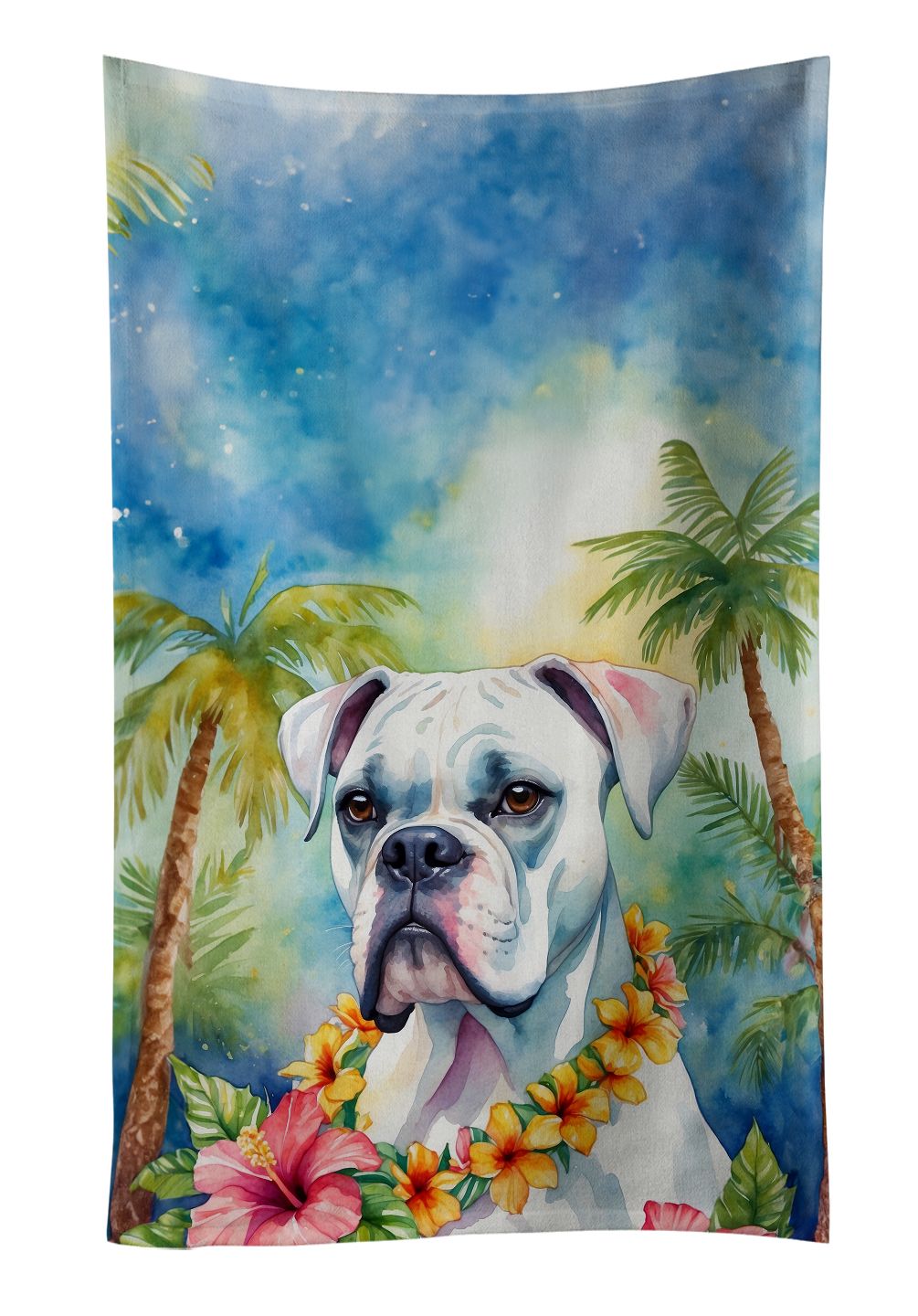 White Boxer Luau Kitchen Towel Dish Cloths Guest Hand Towel Decorative Bathroom Towel for Face,Tea, Dishcloth, Kitchen and Bath