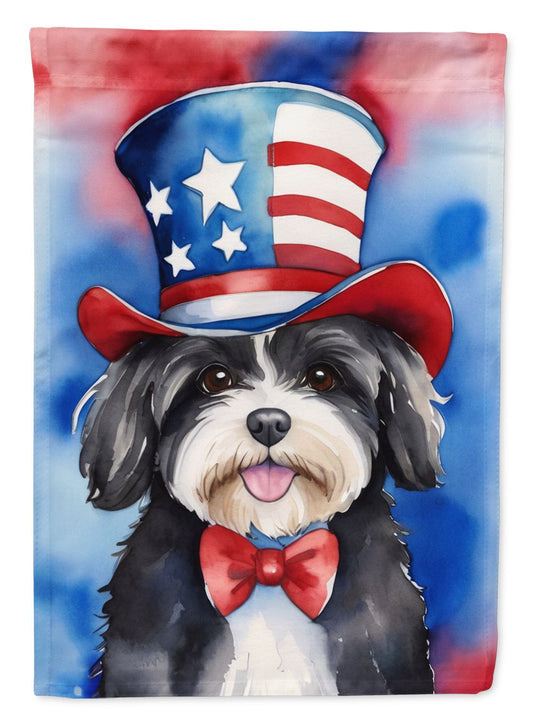 Havanese Patriotic American House Flag Large Porch Sleeve Pole Decorative Outside Yard Banner Artwork Wall Hanging, Polyester, House Size, Multicolor