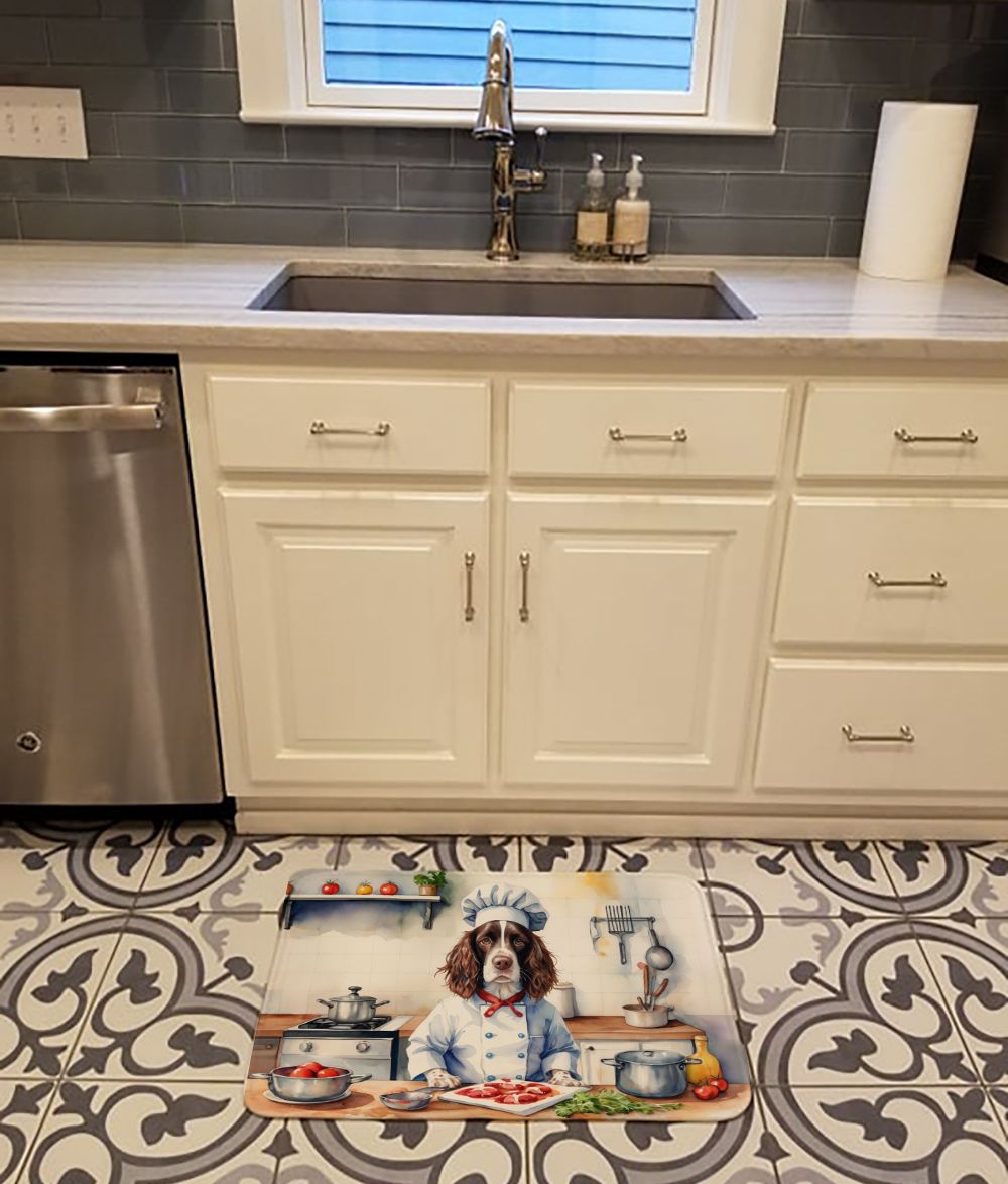 English Springer Spaniel The Chef Memory Foam Kitchen Mat Machine Washable Anti-Fatigue Mat Cushion Comfort Bath Mat or Kitchen Rug
