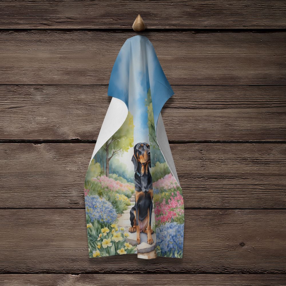 Black and Tan Coonhound Spring Path Kitchen Towel Dish Cloths Guest Hand Towel Decorative Bathroom Towel for Face,Tea, Dishcloth, Kitchen and Bath
