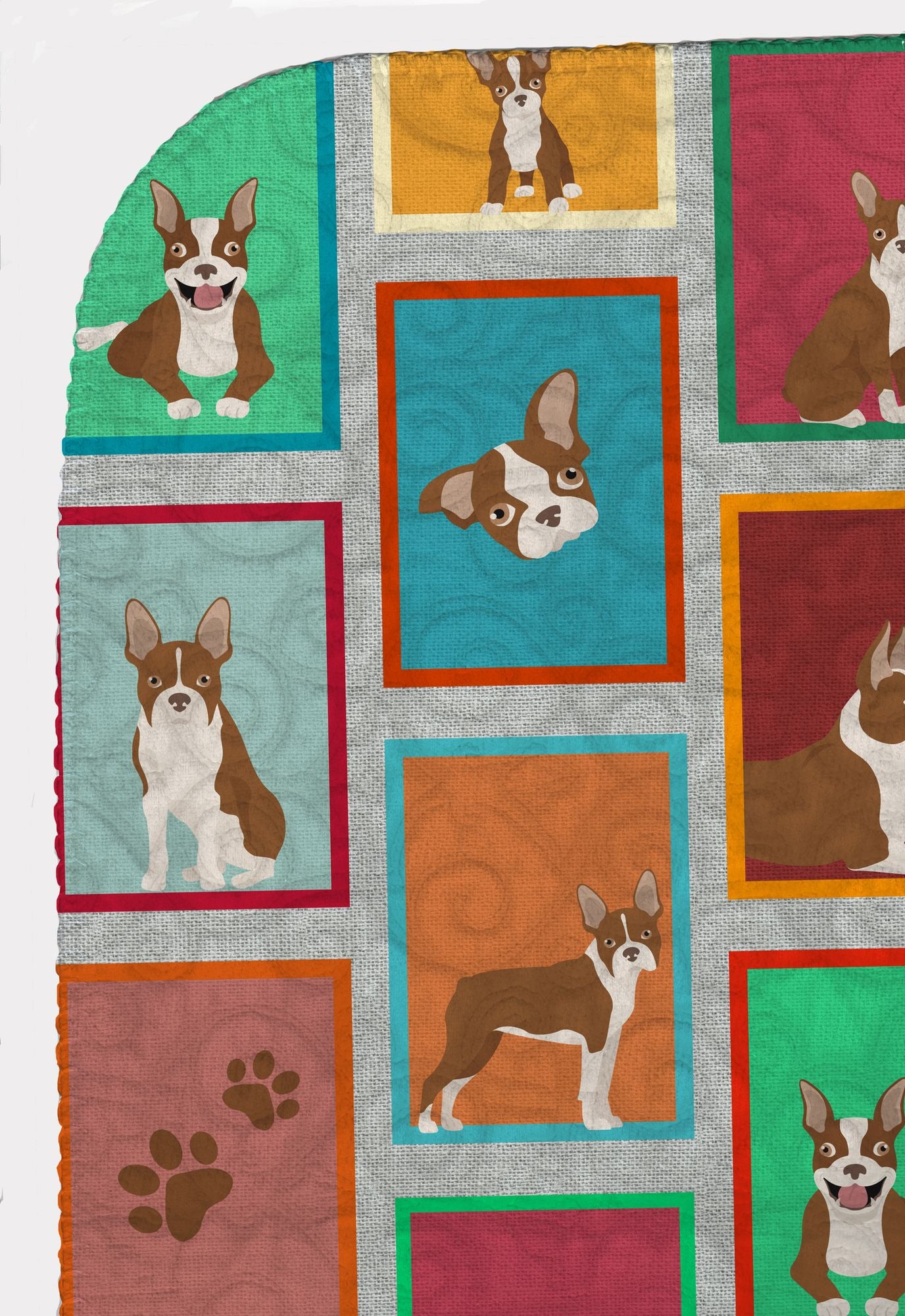 Lots of Red Boston Terrier Quilted Blanket 50x60 Artwork Pattern Quilted Throw Blanket for Bed, Couch, Sofa, Soft and Lightweight