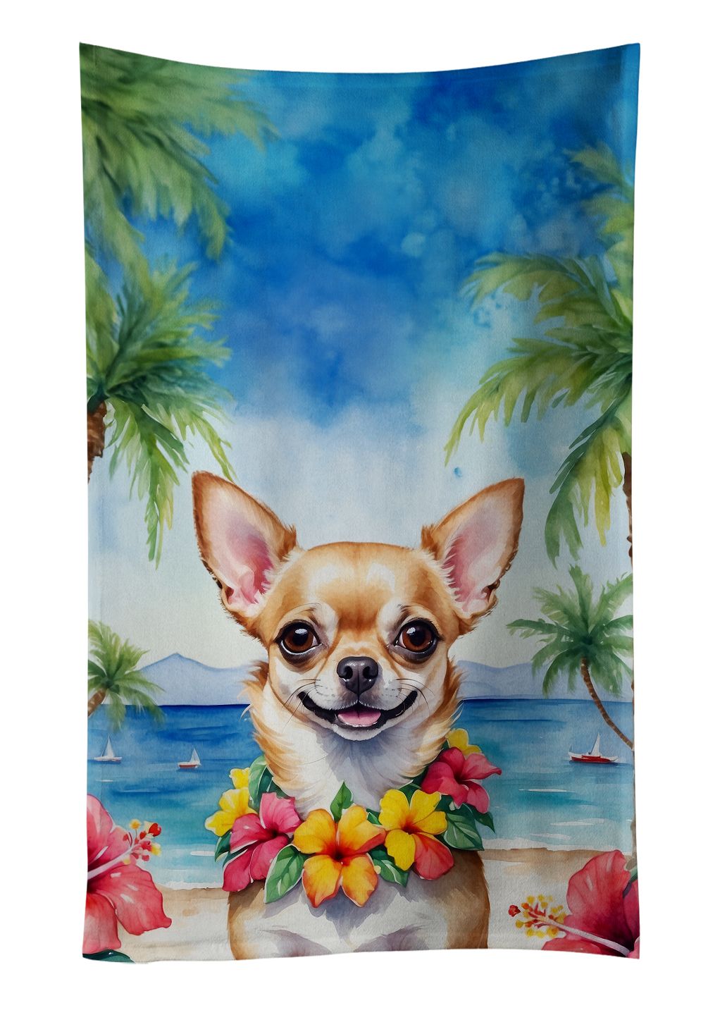 Chihuahua Luau Kitchen Towel Dish Cloths Guest Hand Towel Decorative Bathroom Towel for Face,Tea, Dishcloth, Kitchen and Bath