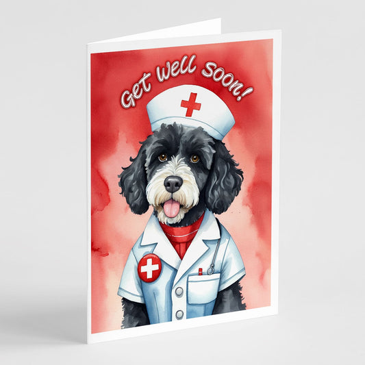 Portuguese Water Dog Get Well Soon Greeting Cards Pack of 8 Blank Cards with Envelopes Whimsical A7 Size 5x7 Blank Note Cards