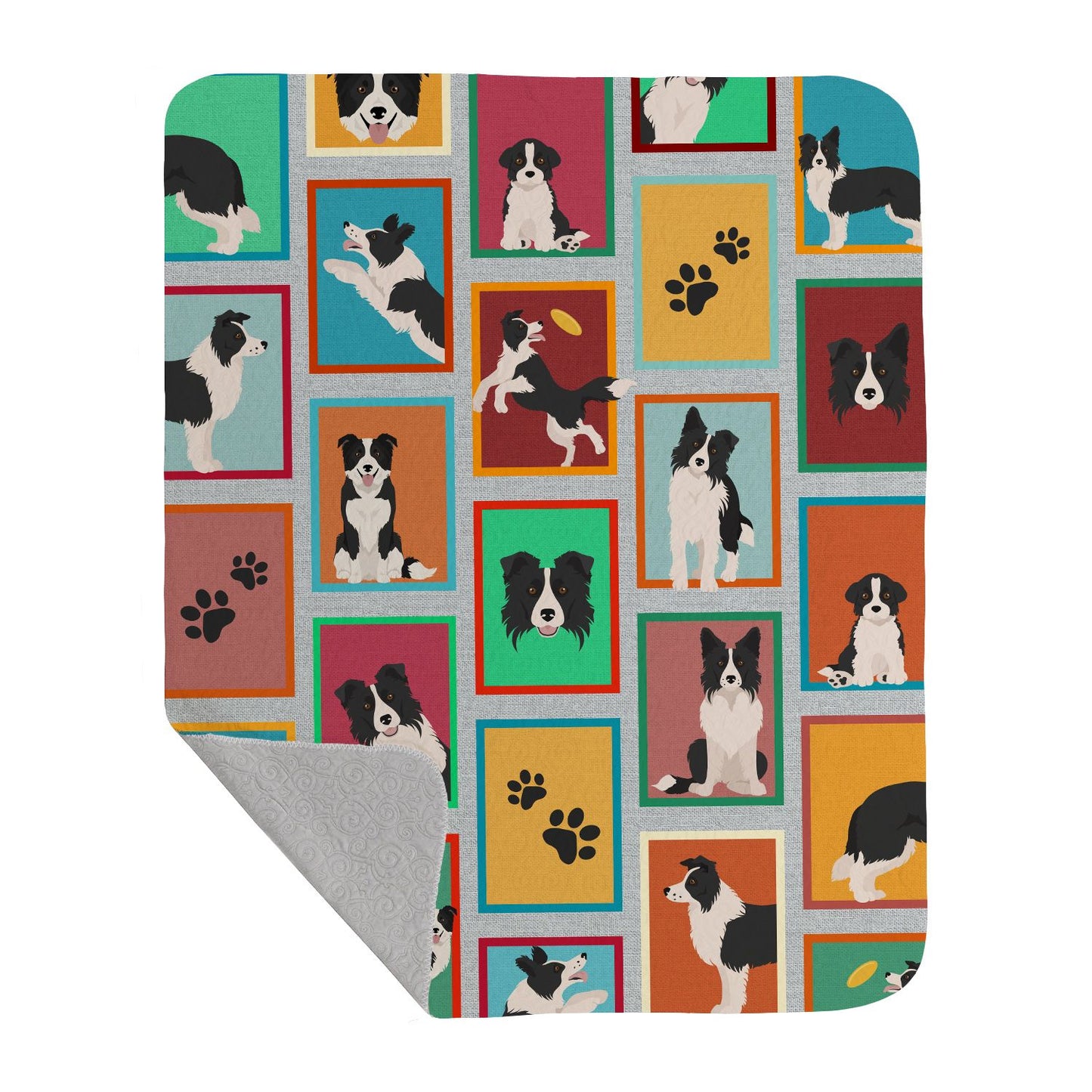 Lots of Border Collie Quilted Blanket 50x60 Artwork Pattern Quilted Throw Blanket for Bed, Couch, Sofa, Soft and Lightweight