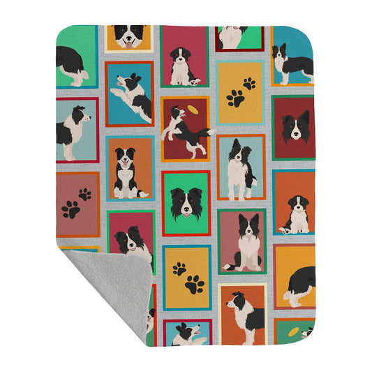 Lots of Border Collie Quilted Blanket 50x60 Artwork Pattern Quilted Throw Blanket for Bed, Couch, Sofa, Soft and Lightweight