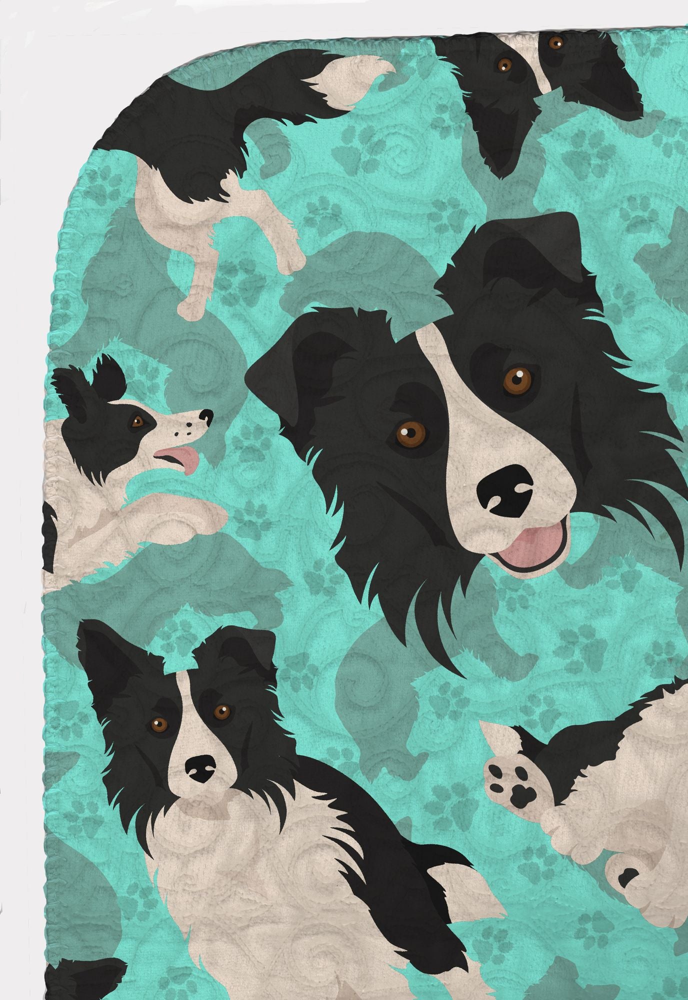 Border Collie Quilted Blanket 50x60 Artwork Pattern Quilted Throw Blanket for Bed, Couch, Sofa, Soft and Lightweight