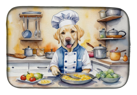 Yellow Labrador Retriever The Chef Dish Drying Mat Absorbent Dish Drying Mat Pad for Kitchen Counter Dish Drainer Mat for Countertop, 14 x 21", Multicolor