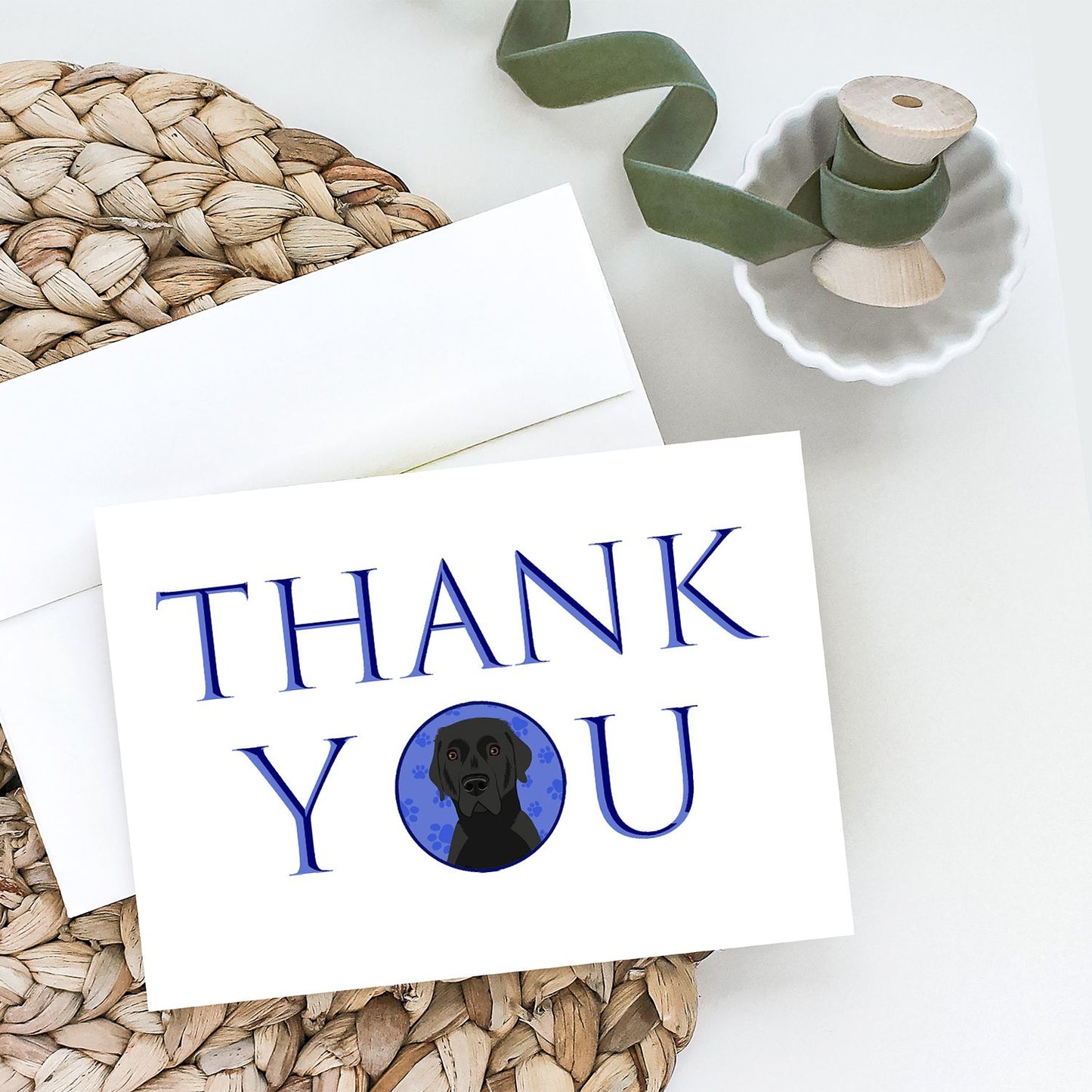 Labrador Retriever Black #2 Thank You Greeting Cards Pack of 8 Blank Cards with Envelopes Whimsical A7 Size 5x7 Blank Note Cards