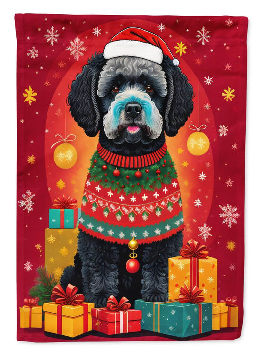 Portuguese Water Dog Holiday Christmas Garden Flag Mailbox Flag Decorative Yard Flag Banner Outside Patio Artwork Yard Flower Beds, Garden Size, Multicolor