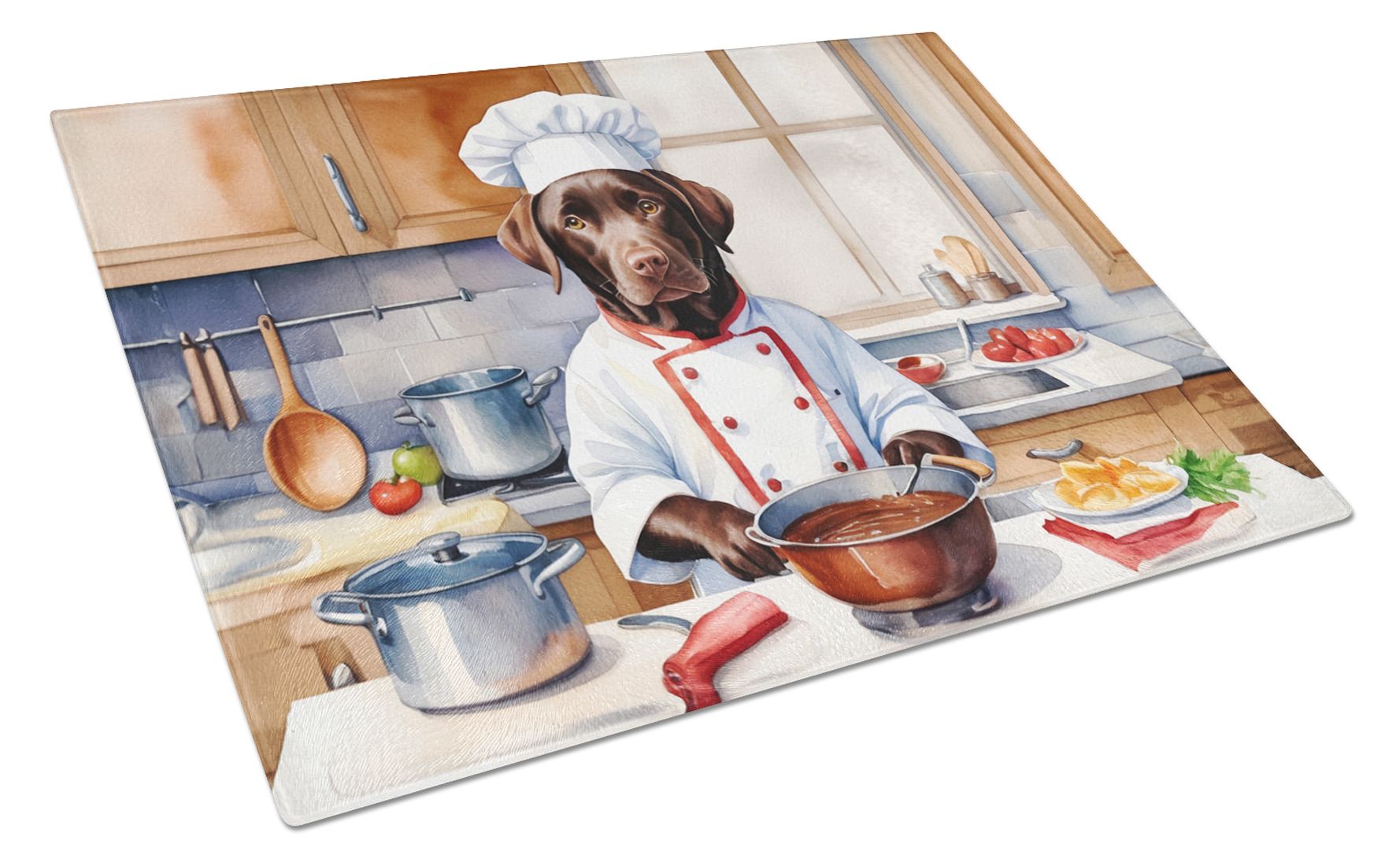 NEW Chocolate Labrador Retriever The Chef Glass Cutting Board Decorative Tempered Glass Kitchen Cutting and Serving Board Large Size Chopping Board
