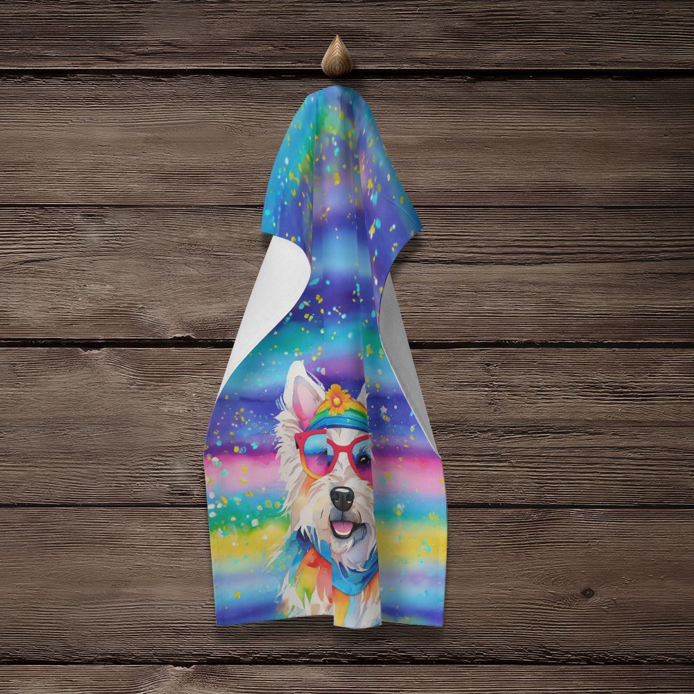 Westie Hippie Dawg Kitchen Towel Dish Cloths Guest Hand Towel Decorative Bathroom Towel for Face,Tea, Dishcloth, Kitchen and Bath